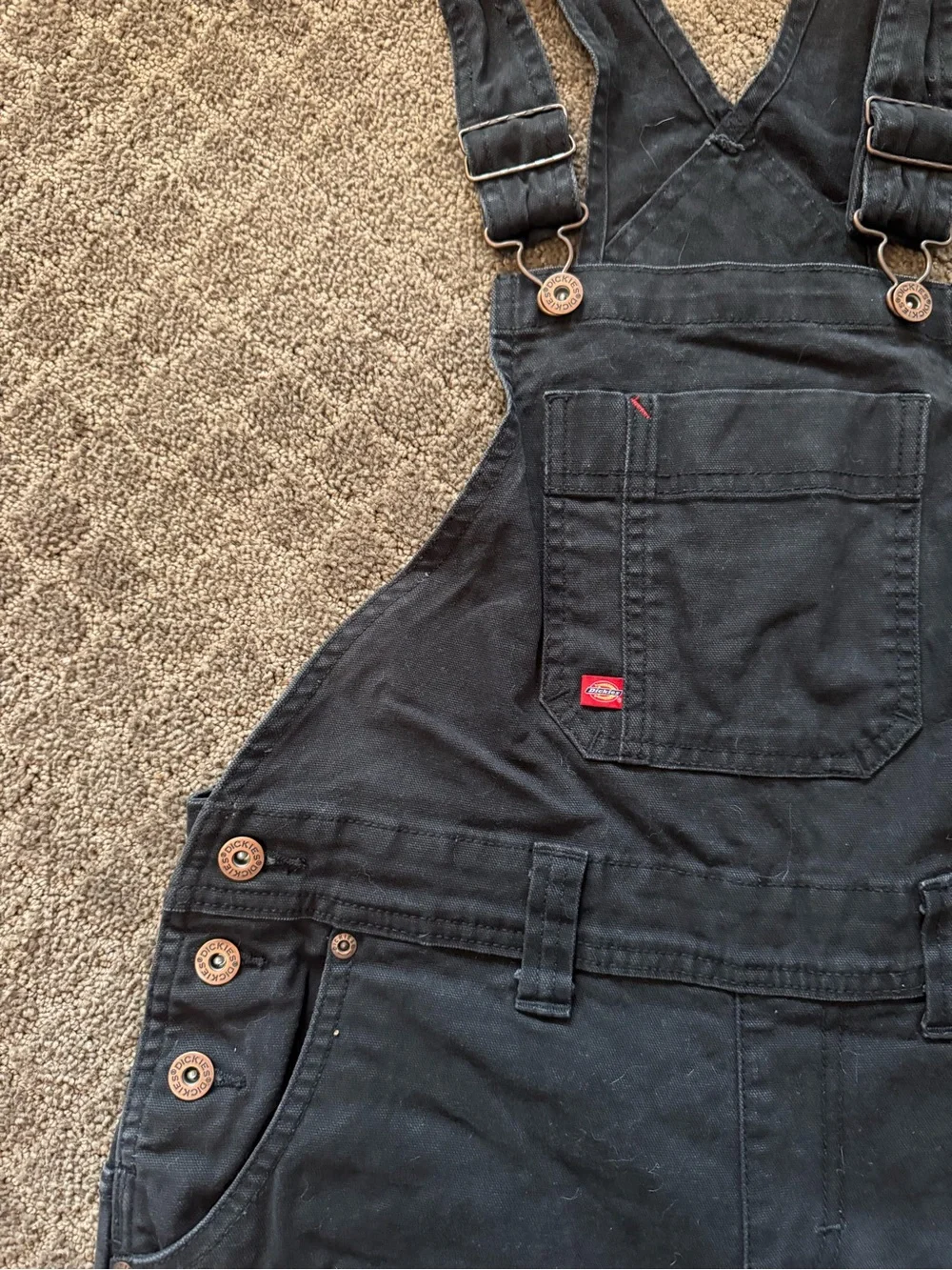 Dickies Black Women's Denim Overalls with Bib Pocket - Picture 3 of 3